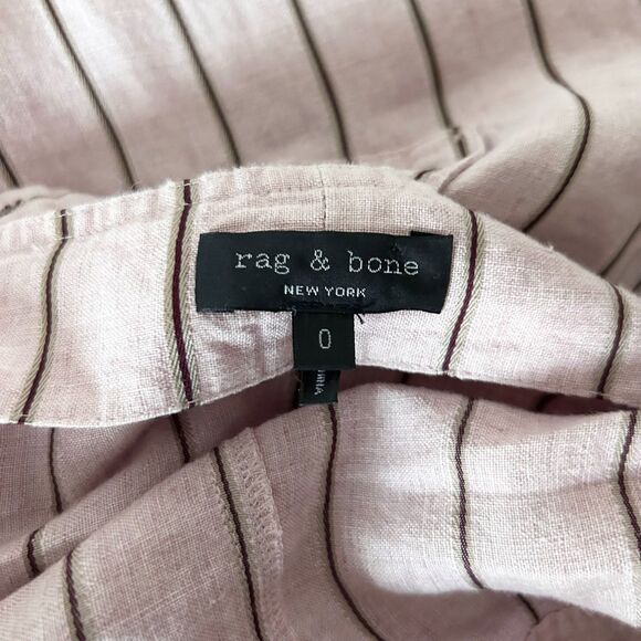 Rag and Bone Nina Tank Jumpsuit in Pinstriped Pink Linen Blend Size 0 - Picture 5 of 7